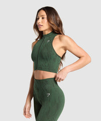 Adapt Camo Seamless Zip Up Crop Top