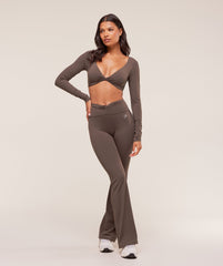 Twist Front Long Sleeve Crop Top