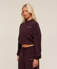 Waffle Midi Zip Up Jacket