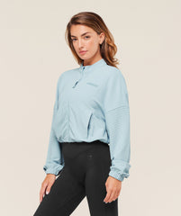 Waffle Midi Zip Up Jacket