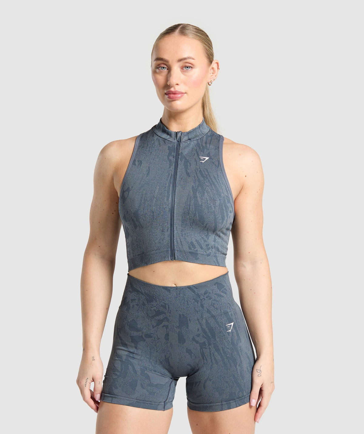 Adapt Camo Seamless Zip Up Crop Top