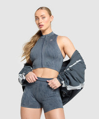 Adapt Camo Seamless Zip Up Crop Top