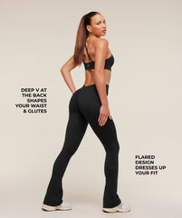 Lifting Dipped Waistband Flared Leggings