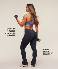 Lifting Dipped Waistband Flared Leggings