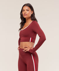 Piping Long Sleeve Crop Top