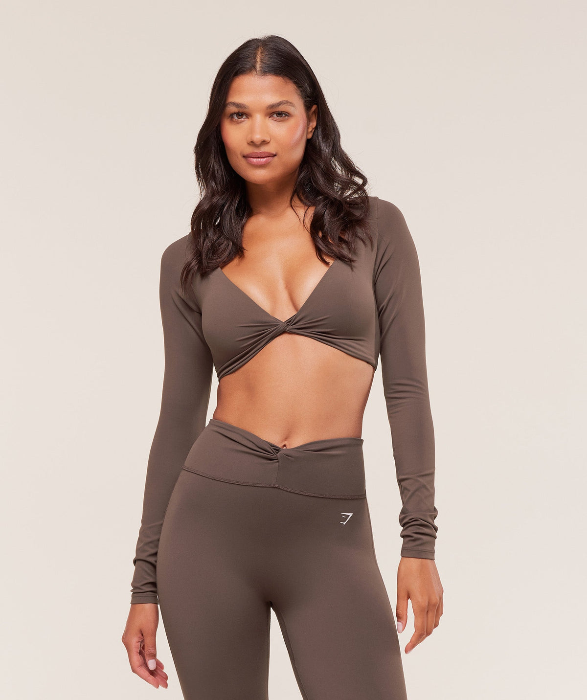 Twist Front Long Sleeve Crop Top