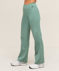Ribbed Cotton Straight Leg Pants