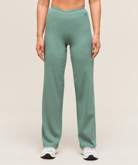 Ribbed Cotton Straight Leg Pants