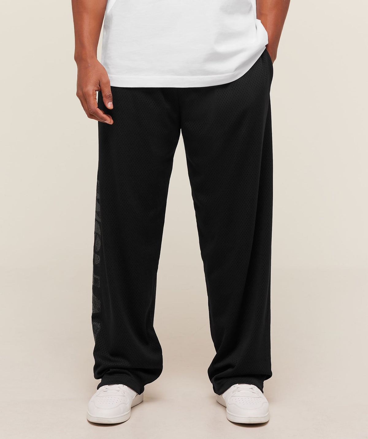 Graphic Wordmark Mesh Wide Leg Pants