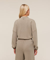 Waffle Midi Zip Up Jacket